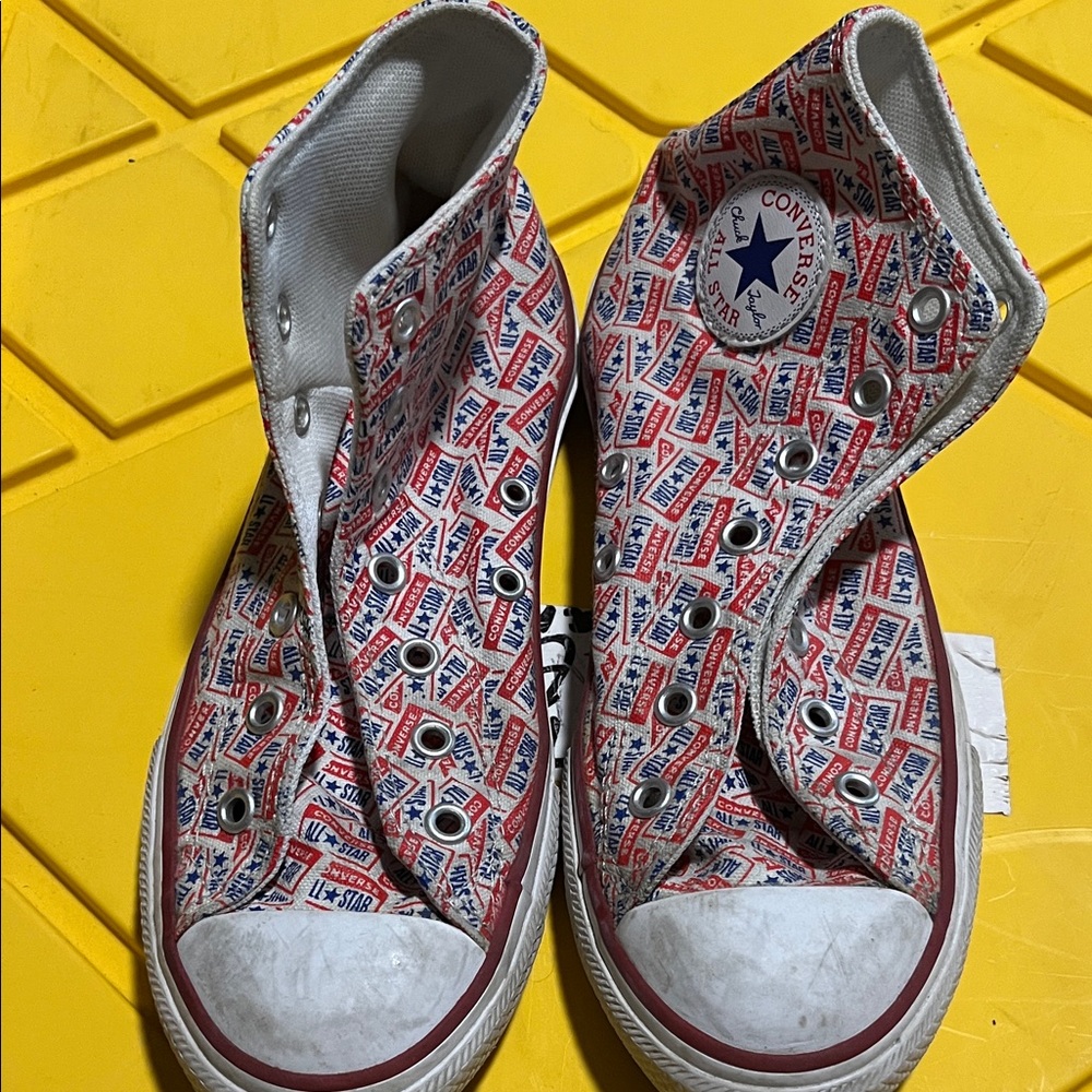 Converse Kids High-Tops with Red and Blue Pattern